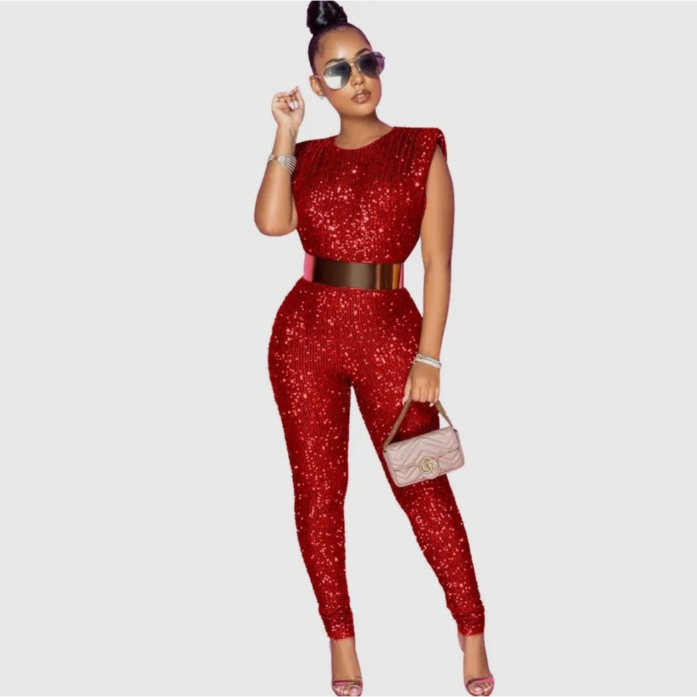 Red Sequin Jumpsuit